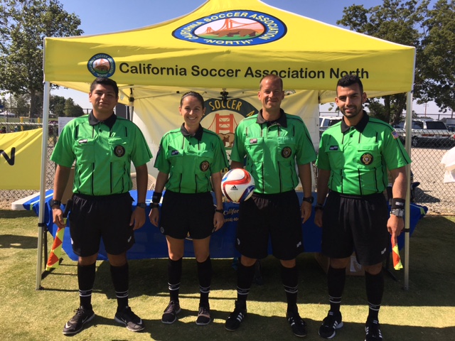 Amateur State Cup Junior Final (left to right): Chris Gomez (AR1), Jamie Padilla (4th), John Tuggle (Referee), Omid Azadpour (AR2)